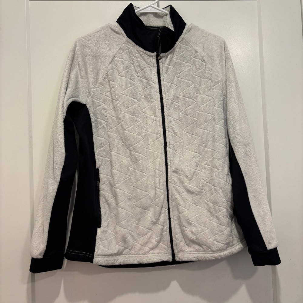 Ski-Doo Womens Grey Black High Pile Fleece Quilted Full Zip Jacket Size Medium
